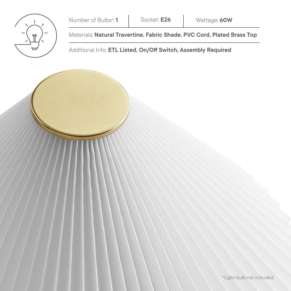 Modway Cove Travertine Table Lamp With Pleated Shade by Modway-EEI-7215-TRV