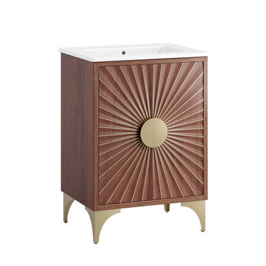 Modway EEI-6290-WHI-WAL Daylight 24" Bathroom Vanity White Walnut
