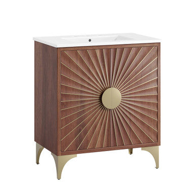 Modway EEI-6294-WHI-WAL Daylight 30" Bathroom Vanity White Walnut