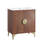Modway EEI-6294-WHI-WAL Daylight 30" Bathroom Vanity White Walnut