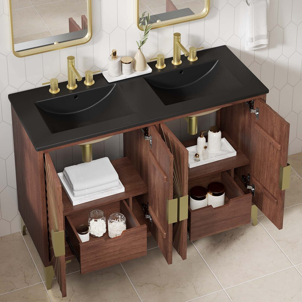 EEI-6308-BLK-WAL Daylight 48" Double Sink Bathroom Vanity by Modway