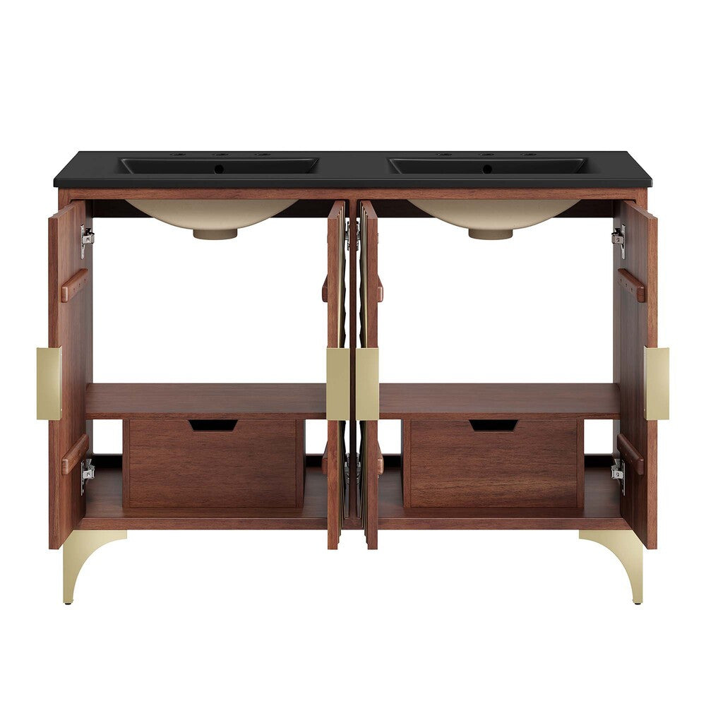 EEI-6308-BLK-WAL Daylight 48" Double Sink Bathroom Vanity by Modway