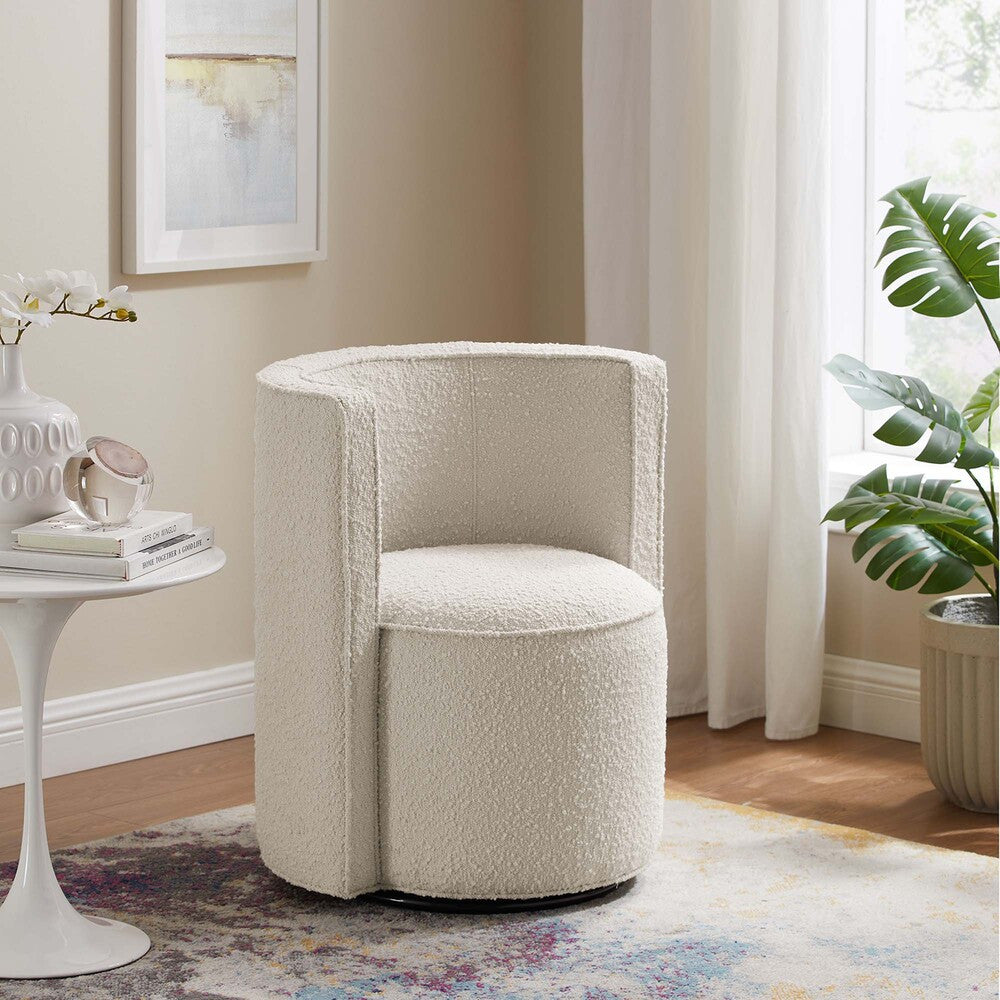 EEI-6223-IVO Della Boucle Fabric Swivel Chair by Modway