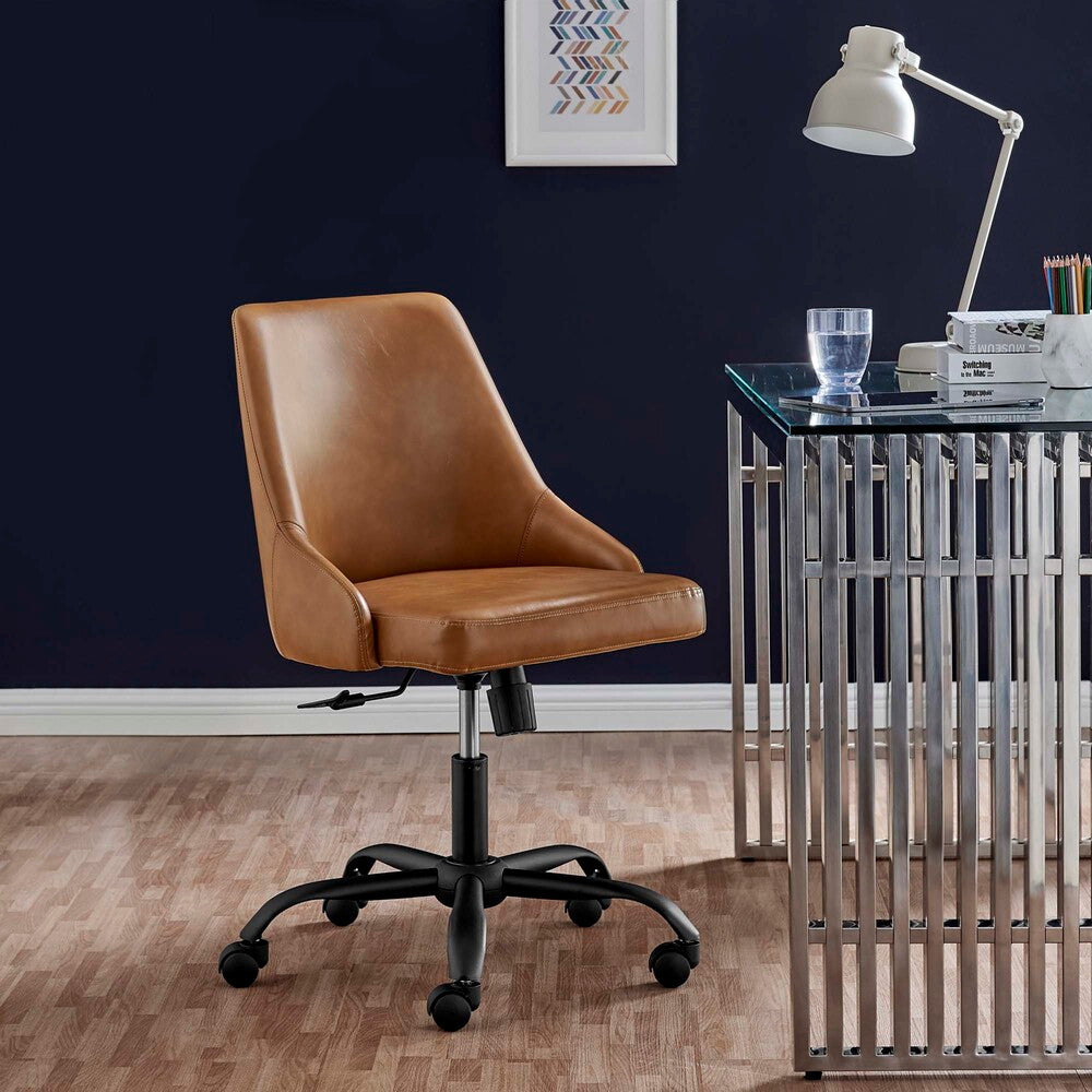 EEI-4372-BLK-TAN Designate Swivel Vegan Leather Office Chair by Modway