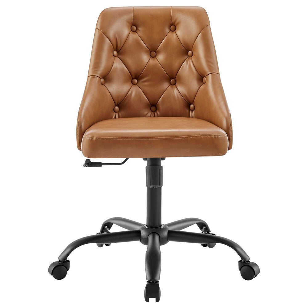 EEI-4370-BLK-TAN Distinct Tufted Swivel Vegan Leather Office Chair by Modway