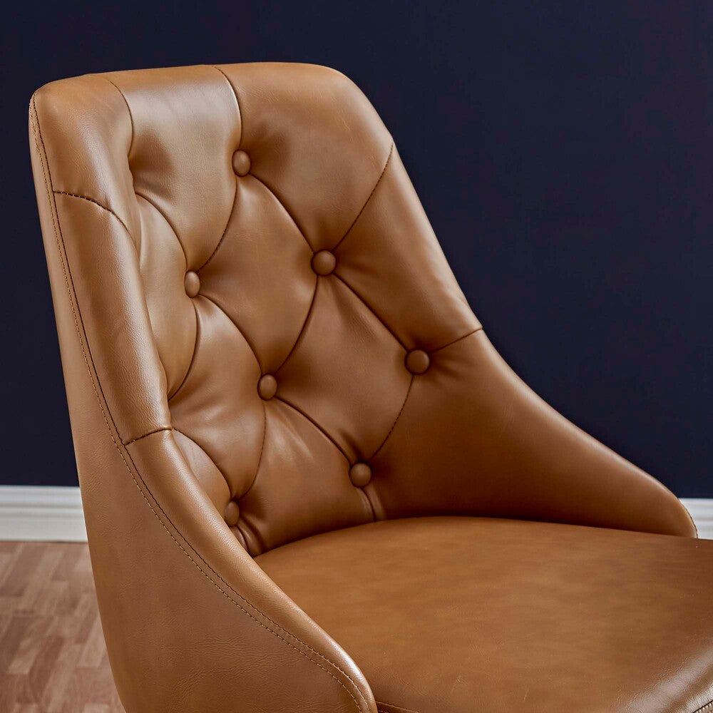 EEI-4370-BLK-TAN Distinct Tufted Swivel Vegan Leather Office Chair by Modway