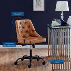 EEI-4370-BLK-TAN Distinct Tufted Swivel Vegan Leather Office Chair by Modway