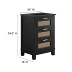 EEI-6724-BLK-BLK Dixie 24" Solid Wood Bathroom Vanity Cabinet by Modway