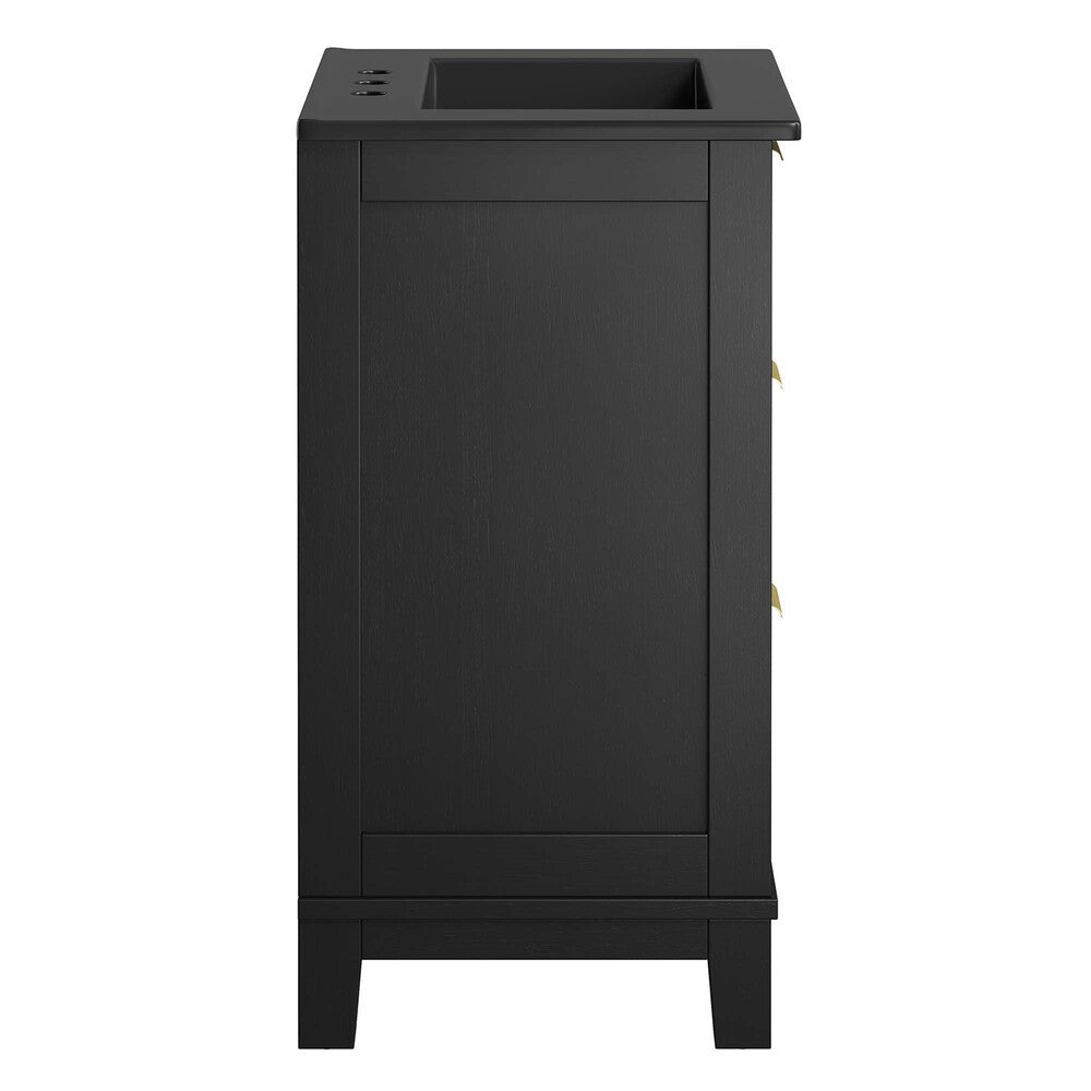 EEI-6724-BLK-BLK Dixie 24" Solid Wood Bathroom Vanity Cabinet by Modway