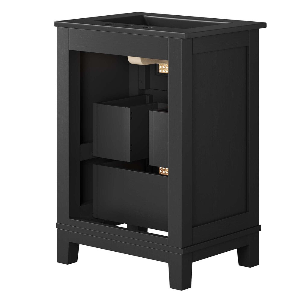 EEI-6724-BLK-BLK Dixie 24" Solid Wood Bathroom Vanity Cabinet by Modway