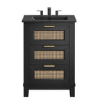 EEI-6724-BLK-BLK Dixie 24" Solid Wood Bathroom Vanity Cabinet by Modway