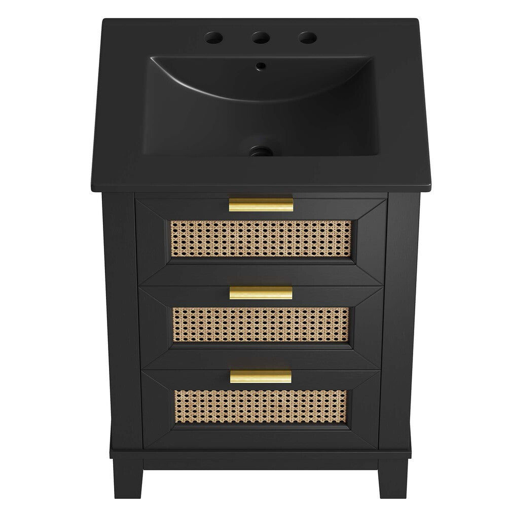 EEI-6724-BLK-BLK Dixie 24" Solid Wood Bathroom Vanity Cabinet by Modway