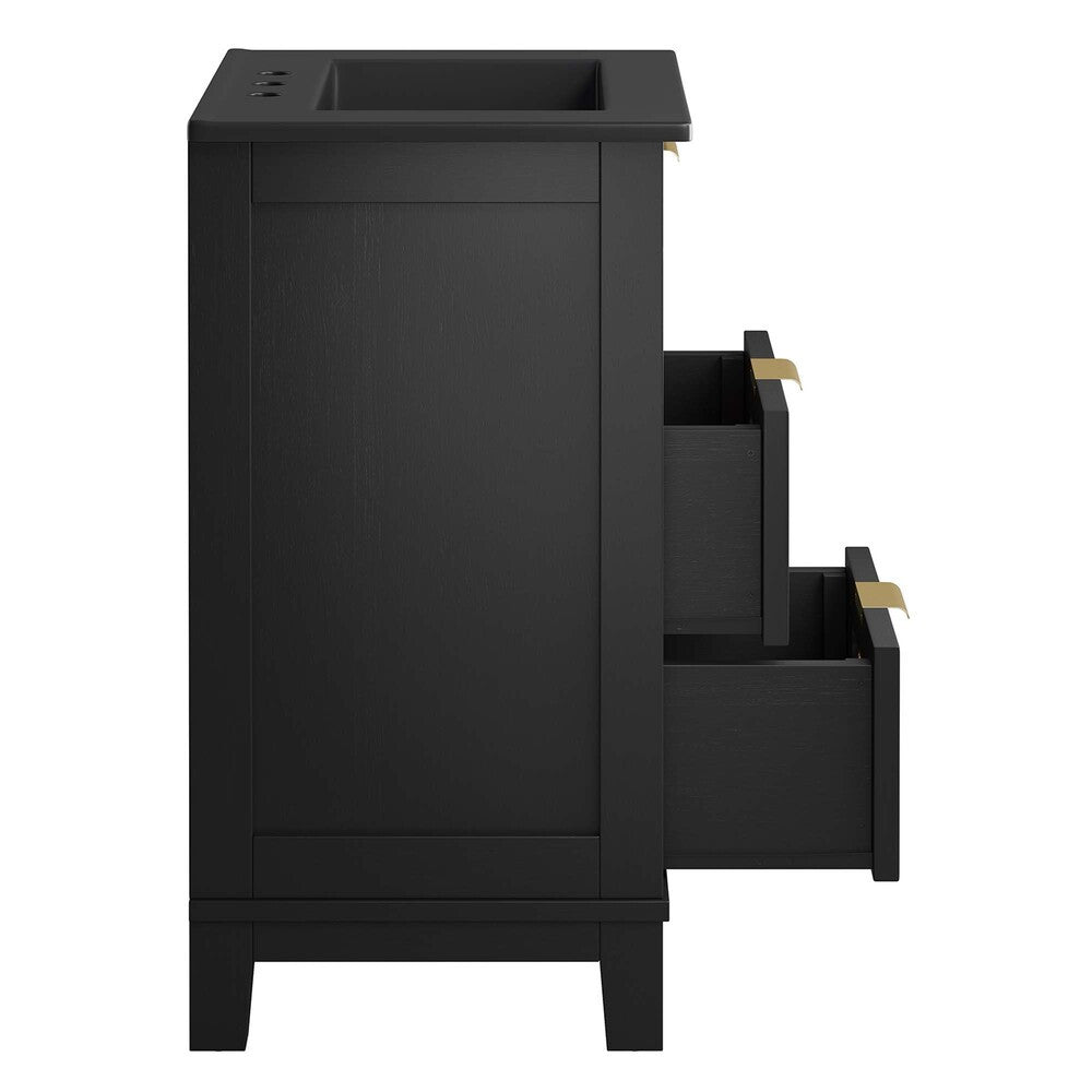 EEI-6724-BLK-BLK Dixie 24" Solid Wood Bathroom Vanity Cabinet by Modway