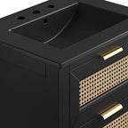 EEI-6724-BLK-BLK Dixie 24" Solid Wood Bathroom Vanity Cabinet by Modway