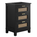 Modway EEI-6724-BLK-BLK Dixie 24" Solid Wood Bathroom Vanity Cabinet Black Black