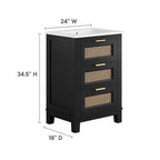 EEI-6723-BLK-WHI Dixie 24" Solid Wood Bathroom Vanity by Modway