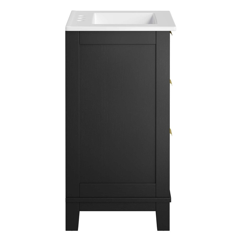 EEI-6723-BLK-WHI Dixie 24" Solid Wood Bathroom Vanity by Modway