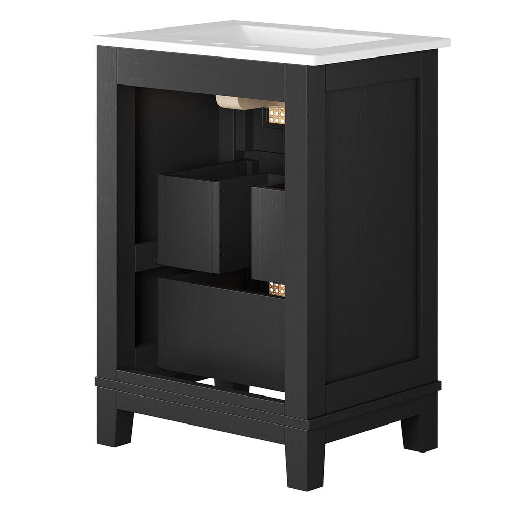 EEI-6723-BLK-WHI Dixie 24" Solid Wood Bathroom Vanity by Modway