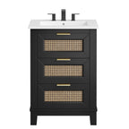 EEI-6723-BLK-WHI Dixie 24" Solid Wood Bathroom Vanity by Modway