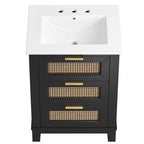 EEI-6723-BLK-WHI Dixie 24" Solid Wood Bathroom Vanity by Modway