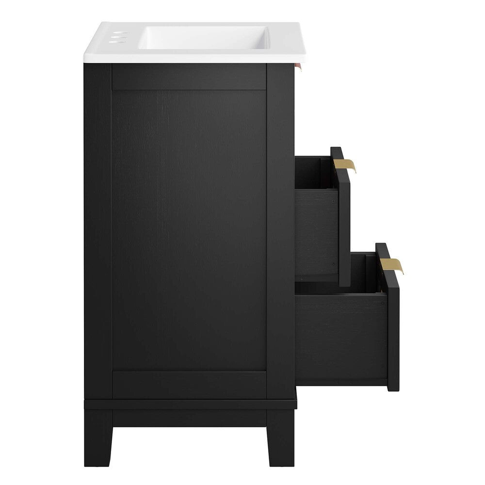 EEI-6723-BLK-WHI Dixie 24" Solid Wood Bathroom Vanity by Modway