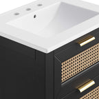 EEI-6723-BLK-WHI Dixie 24" Solid Wood Bathroom Vanity by Modway