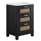 EEI-6723-BLK-WHI Dixie 24" Solid Wood Bathroom Vanity by Modway