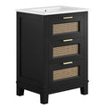 Modway EEI-6723-BLK-WHI Dixie 24" Solid Wood Bathroom Vanity Black White