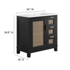 EEI-6725-BLK-WHI Dixie 36" Solid Wood Bathroom Vanity Cabinet by Modway