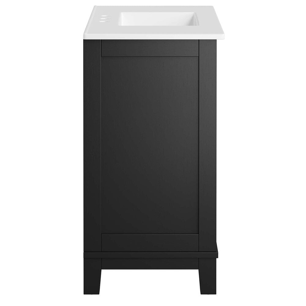 EEI-6725-BLK-WHI Dixie 36" Solid Wood Bathroom Vanity Cabinet by Modway