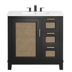 EEI-6725-BLK-WHI Dixie 36" Solid Wood Bathroom Vanity Cabinet by Modway