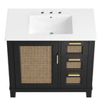 EEI-6725-BLK-WHI Dixie 36" Solid Wood Bathroom Vanity Cabinet by Modway