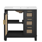 EEI-6725-BLK-WHI Dixie 36" Solid Wood Bathroom Vanity Cabinet by Modway