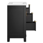 EEI-6725-BLK-WHI Dixie 36" Solid Wood Bathroom Vanity Cabinet by Modway