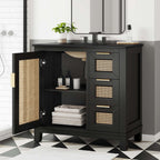 EEI-6726-BLK-BLK Dixie 36" Solid Wood Bathroom Vanity Cabinet by Modway