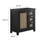 EEI-6726-BLK-BLK Dixie 36" Solid Wood Bathroom Vanity Cabinet by Modway