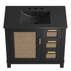 EEI-6726-BLK-BLK Dixie 36" Solid Wood Bathroom Vanity Cabinet by Modway