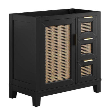 Modway EEI-6626-BLK Dixie 36" Solid Wood Bathroom Vanity Cabinet (Sink Basin Not Included) Black