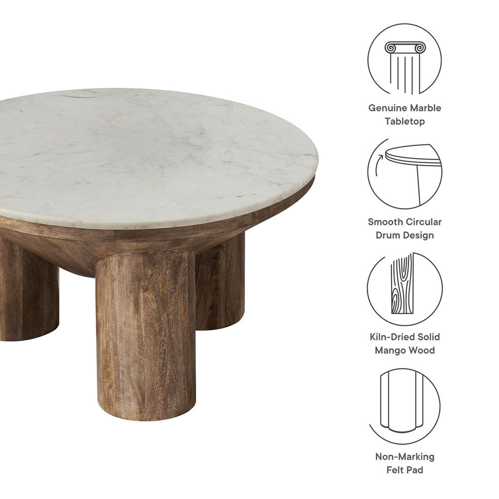 Modway Ellison 33" Round Wood Coffee Table With Marble Top by Modway-EEI-7146-WAL