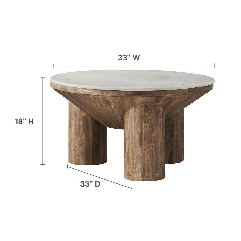 Modway Ellison 33" Round Wood Coffee Table With Marble Top by Modway-EEI-7146-WAL