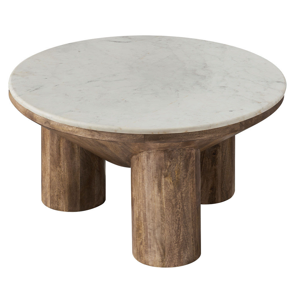 Modway Ellison 33" Round Wood Coffee Table With Marble Top by Modway-EEI-7146-WAL