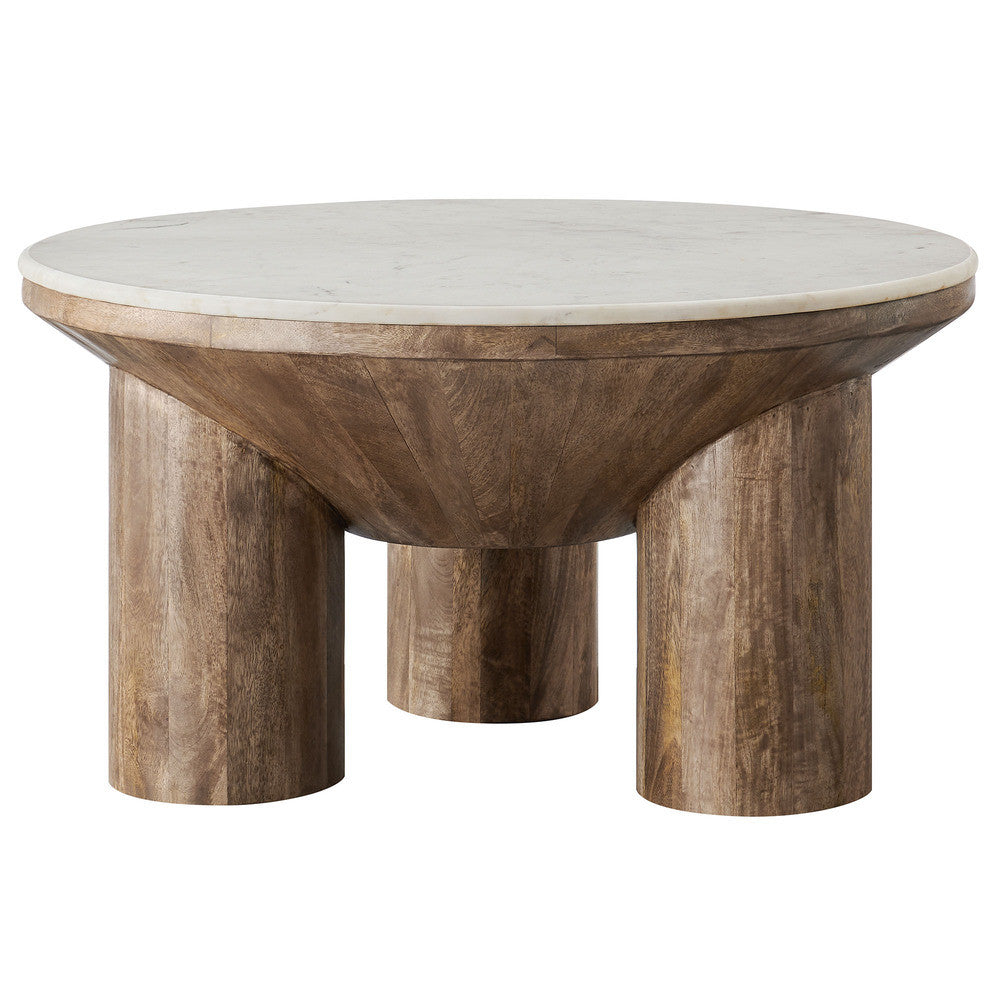 Modway Ellison 33" Round Wood Coffee Table With Marble Top by Modway-EEI-7146-WAL