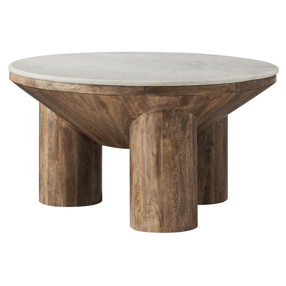 Modway Ellison 33" Round Wood Coffee Table With Marble Top by Modway-EEI-7146-WAL