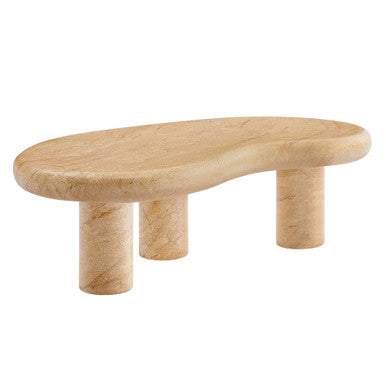 Modway EEI-7093-TRV Elowen Indoor - Outdoor Patio Textured Faux Travertine Coffee Table Travertine