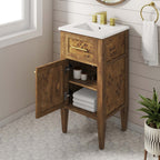 EEI-6436-WHI-BRN Elysian 18" Wood Bathroom Vanity by Modway