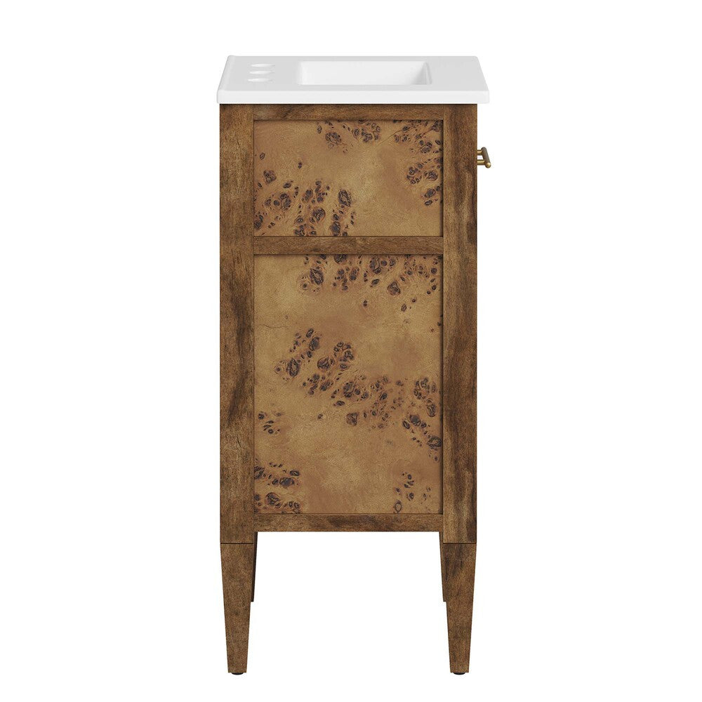 EEI-6436-WHI-BRN Elysian 18" Wood Bathroom Vanity by Modway