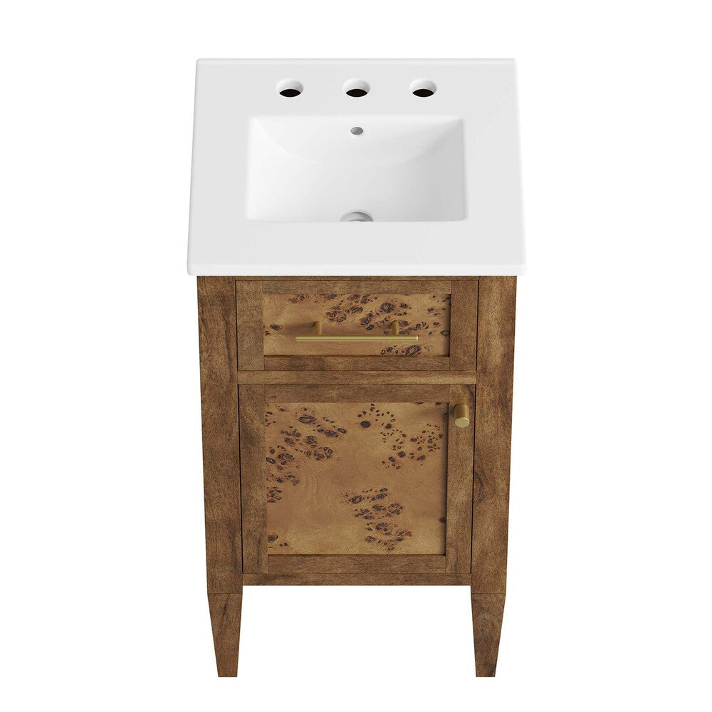 EEI-6436-WHI-BRN Elysian 18" Wood Bathroom Vanity by Modway