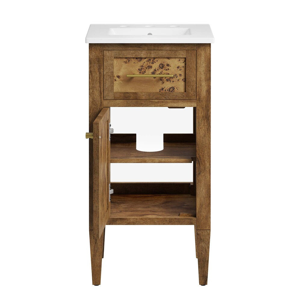 EEI-6436-WHI-BRN Elysian 18" Wood Bathroom Vanity by Modway