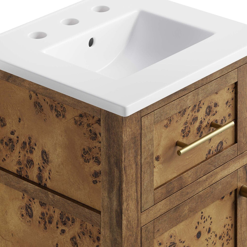 EEI-6436-WHI-BRN Elysian 18" Wood Bathroom Vanity by Modway