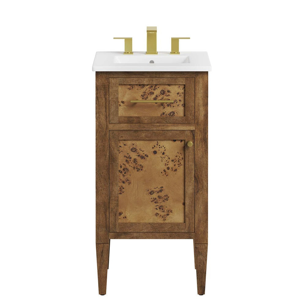 EEI-6436-WHI-BRN Elysian 18" Wood Bathroom Vanity by Modway